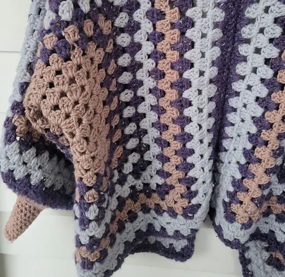 Vintage Purple and Pink Crochet Cardigan - Picture 3 of 9